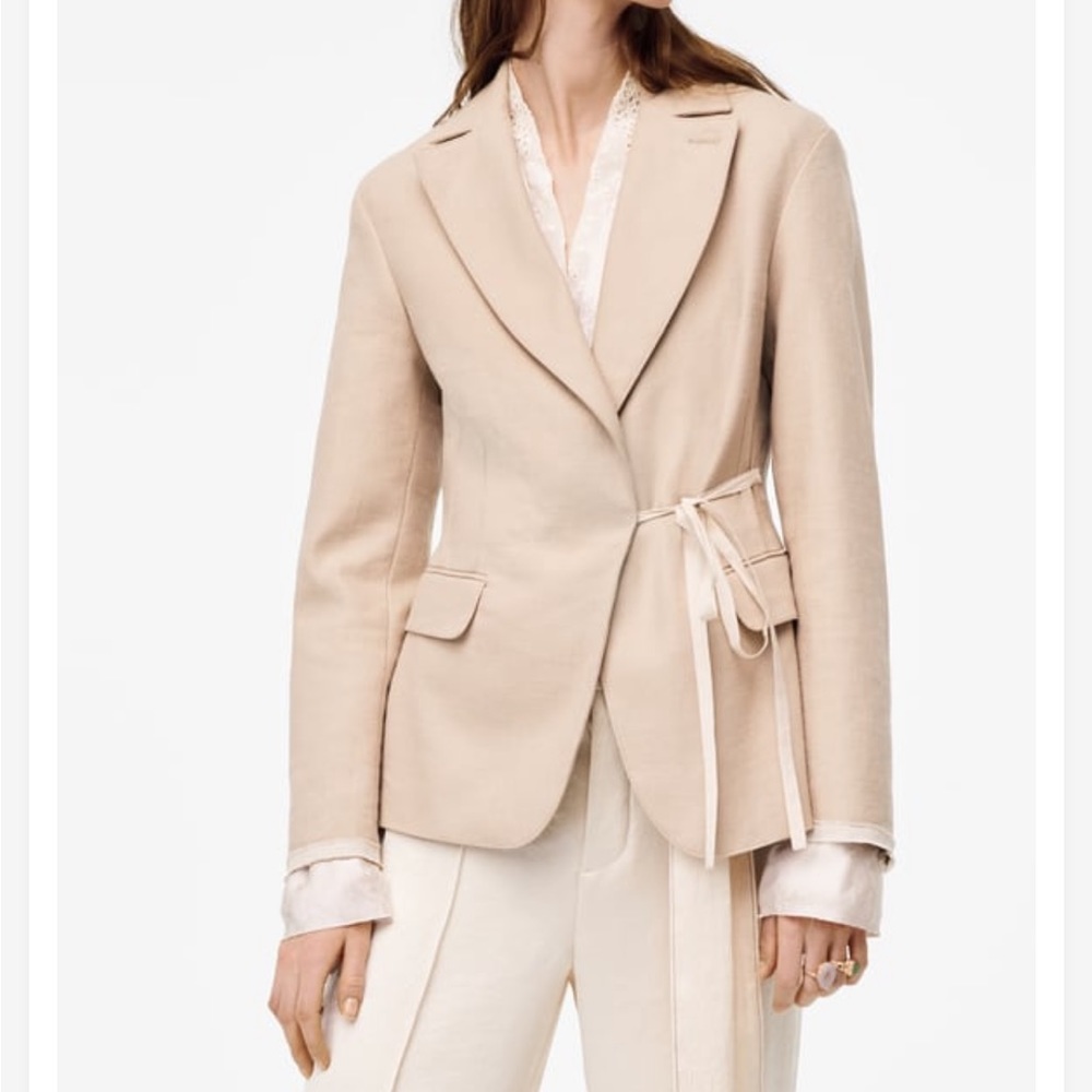 Zara Nwt Limited Edition Layered Business Casual Cotton Linen Blazer